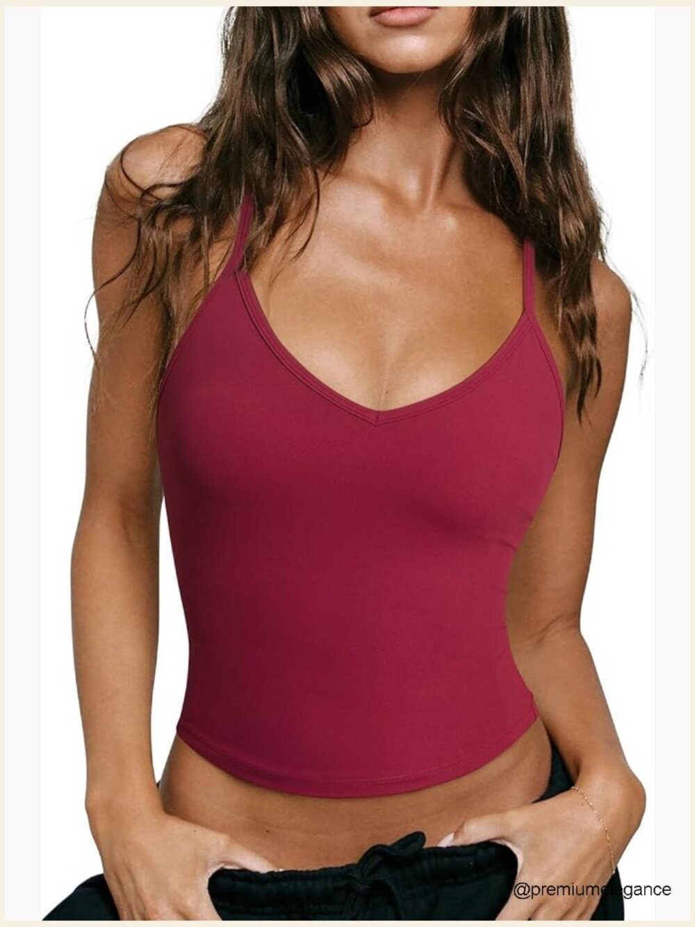 Racerback Tank Top with Built in Bra Open Back V Neck Longline Sports Bra
